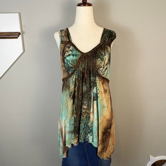 Y2K Style Tank Top Earthy Unity World Wear Size Large Boho - Picture 1 of 8